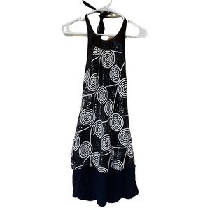 CACHE Dress Sequin Halter Black White Spiral Geometric Sleeveless Women's Size 6
